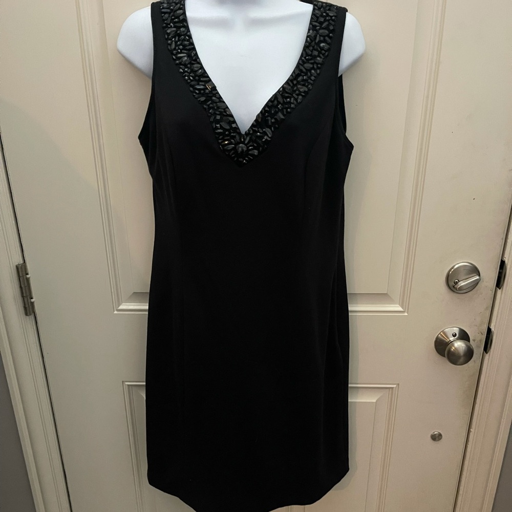 Cute LBD with beaded V neckline NWT